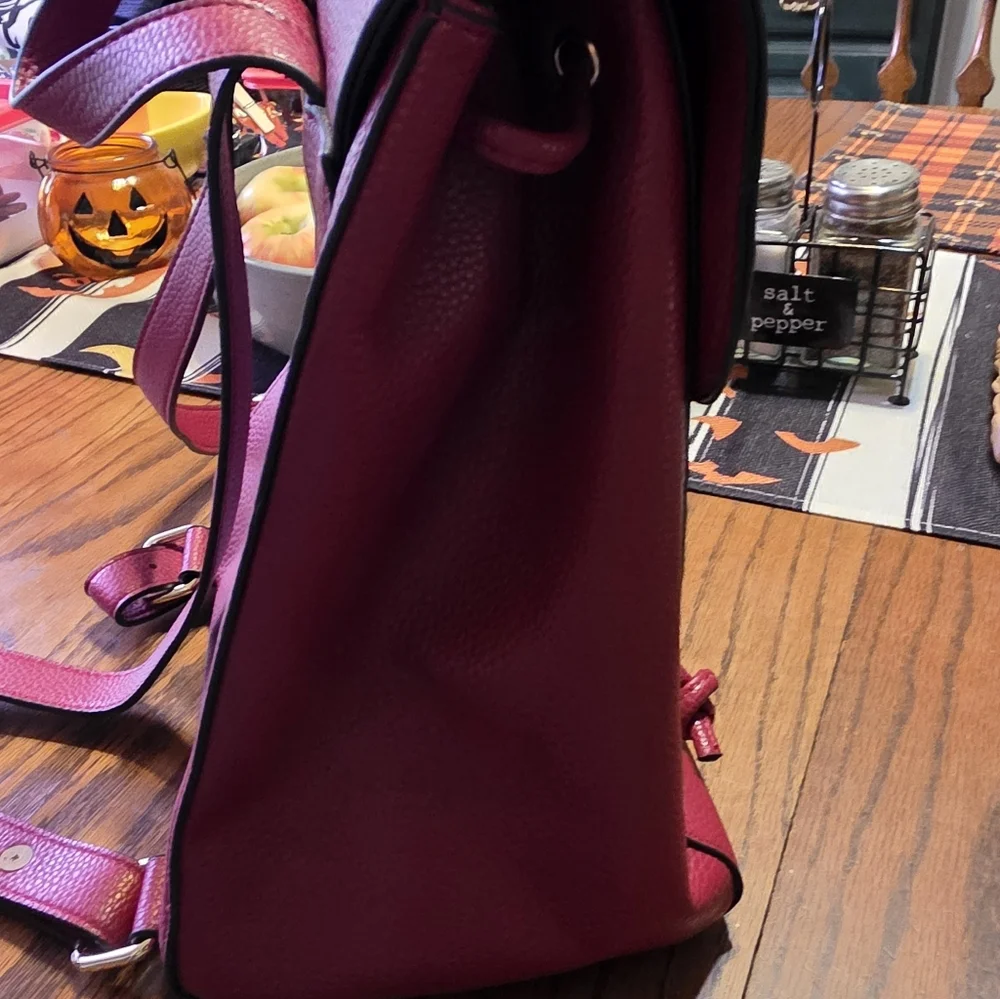 Faux Leather Backpack Red